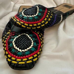 Urban Outfitters Dolce Vita S7 Woven Slide Colorful woven vamp Geometric Design